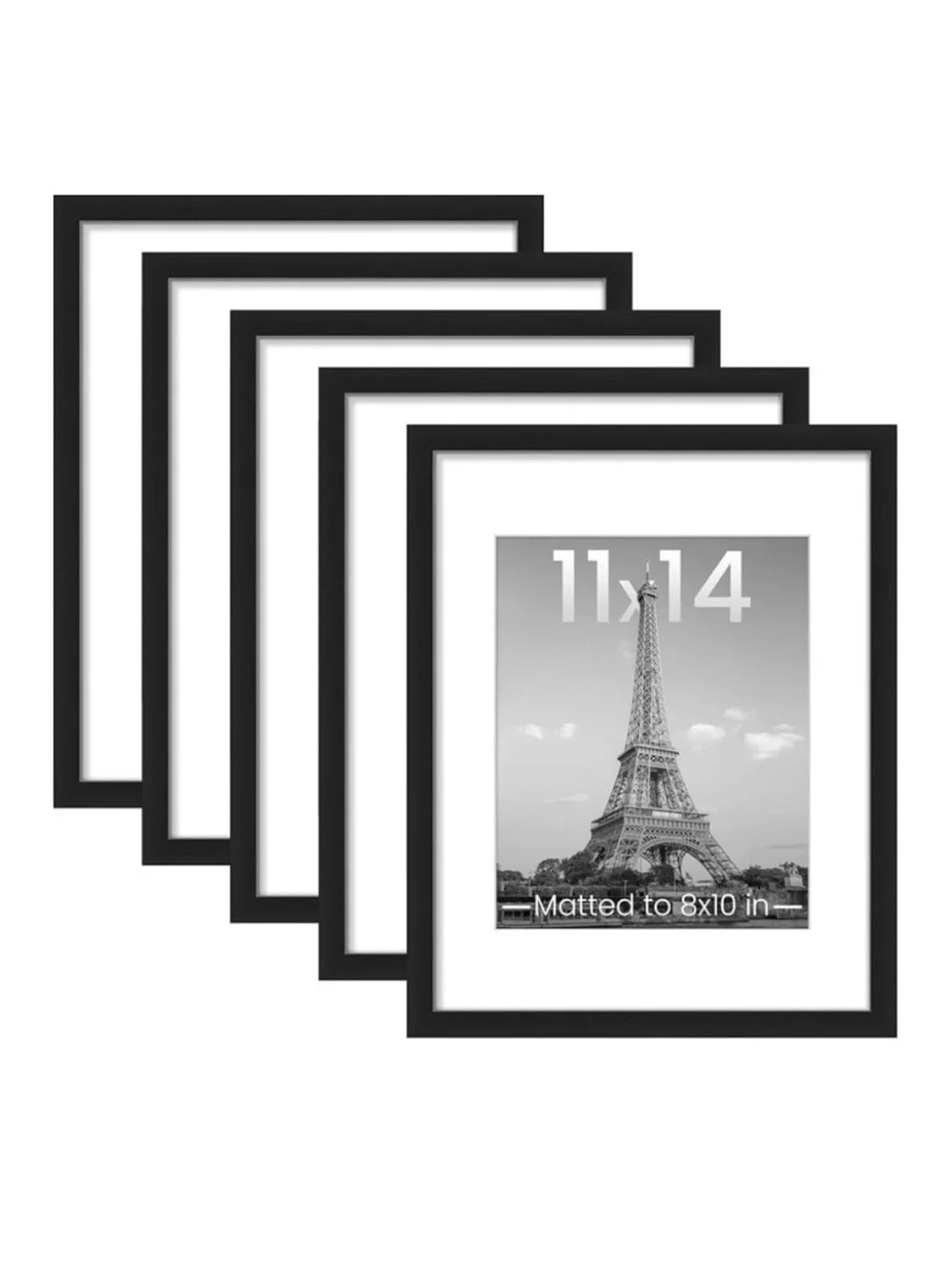 New Simple Black Frame Set of 5 with White Mat - Home Accents Picture Frames